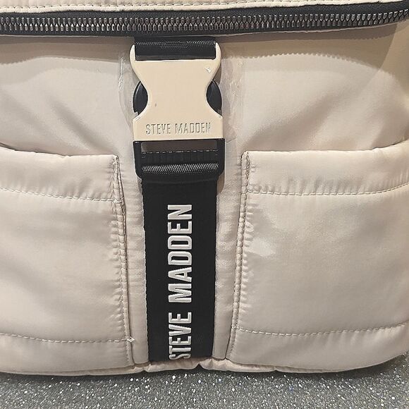 Steve Madden BKayy Quilted Puffer Flap-Over Convertible Backpack/Tote Bag- Chalk main image 7